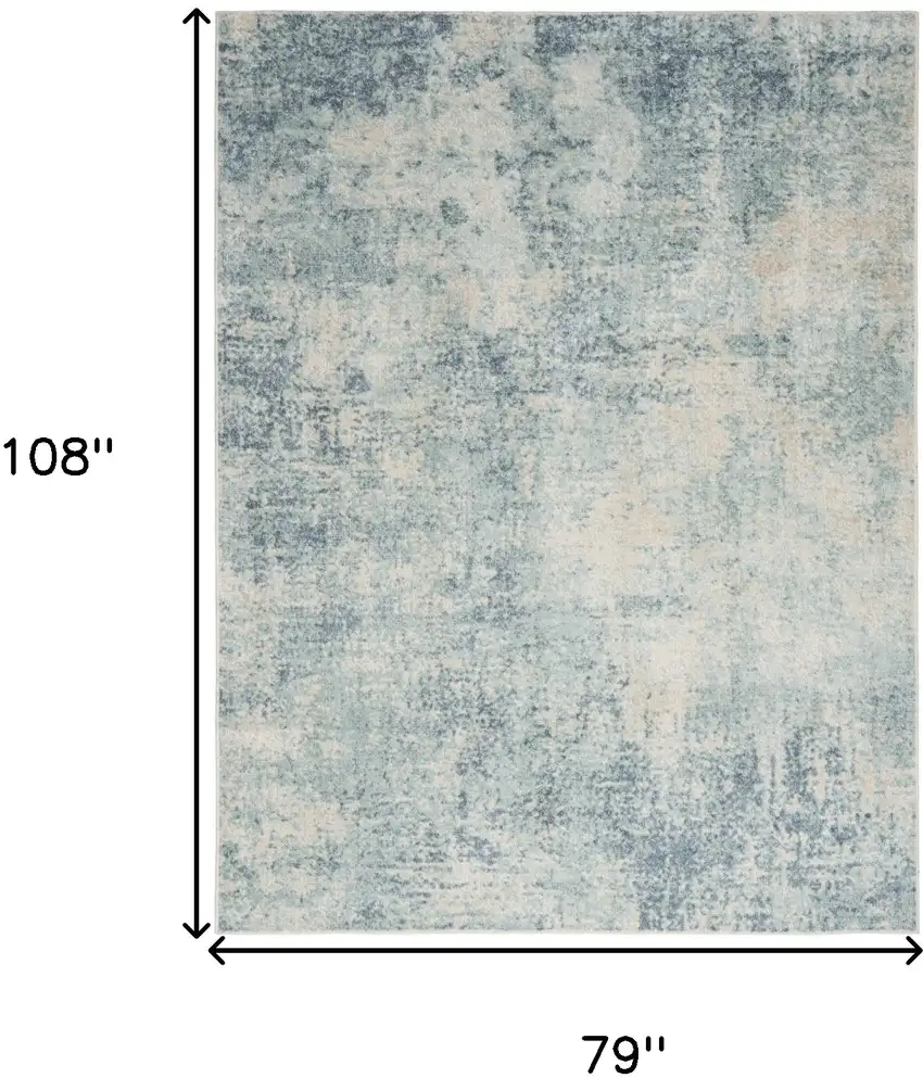 Blue And Ivory Abstract Washable Area Rug Photo 3