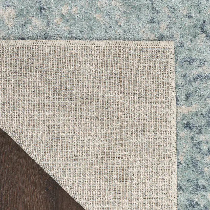 Blue And Ivory Abstract Washable Area Rug Photo 9