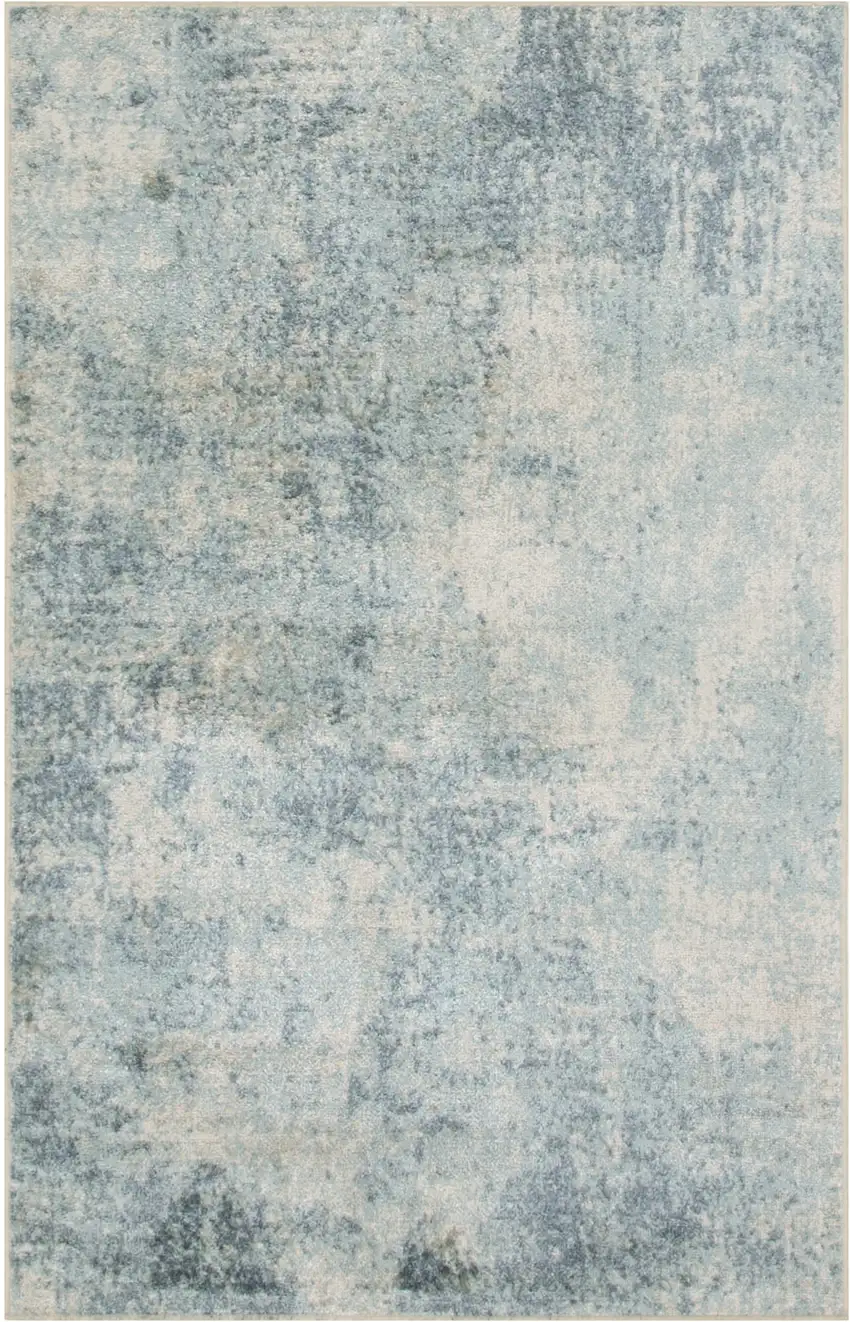 Blue And Ivory Abstract Washable Area Rug Photo 8