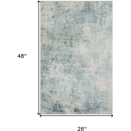Blue And Ivory Abstract Washable Area Rug Photo 3