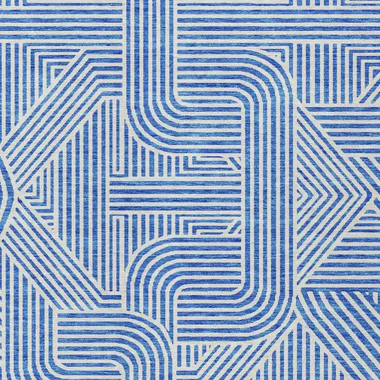 Blue And Ivory Abstract Washable Indoor Outdoor Area Rug Photo 5