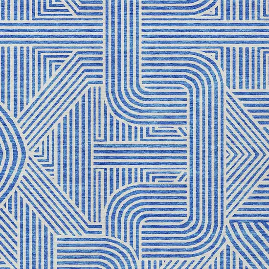 Blue And Ivory Abstract Washable Indoor Outdoor Area Rug Photo 5