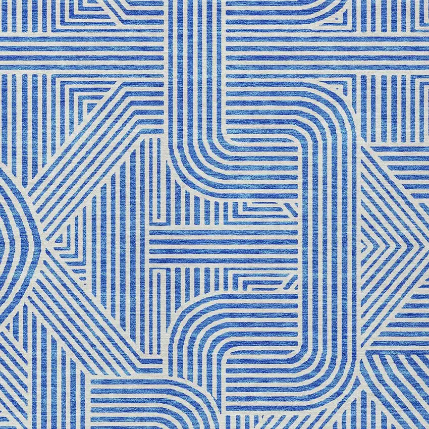 Blue And Ivory Abstract Washable Indoor Outdoor Area Rug Photo 5
