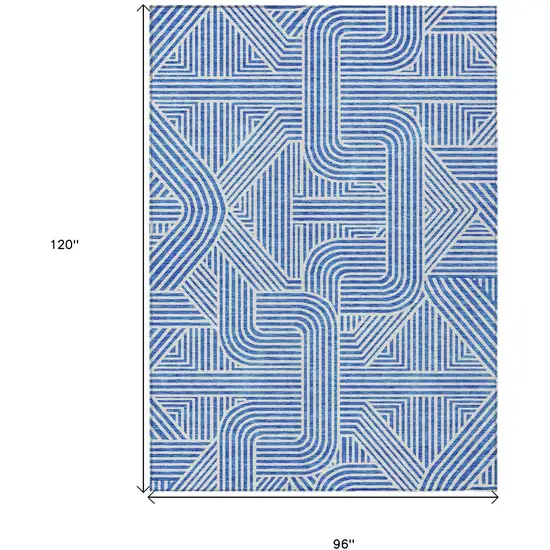 Blue And Ivory Abstract Washable Indoor Outdoor Area Rug Photo 3