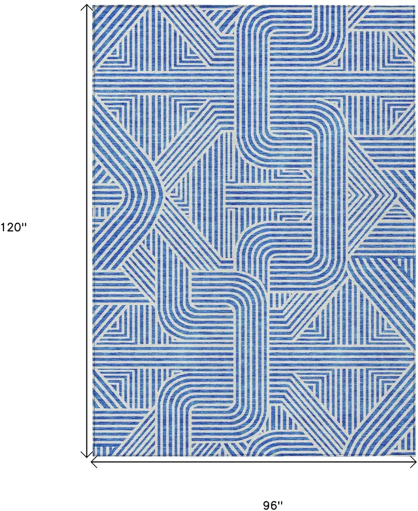 Blue And Ivory Abstract Washable Indoor Outdoor Area Rug Photo 3