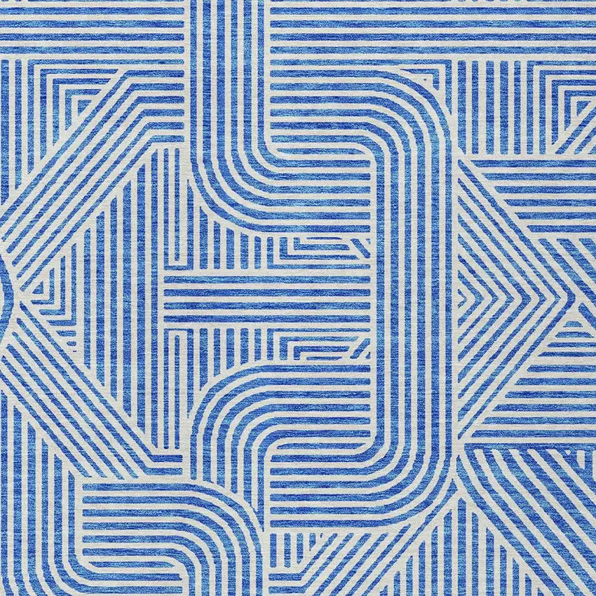 Blue And Ivory Abstract Washable Indoor Outdoor Area Rug Photo 5