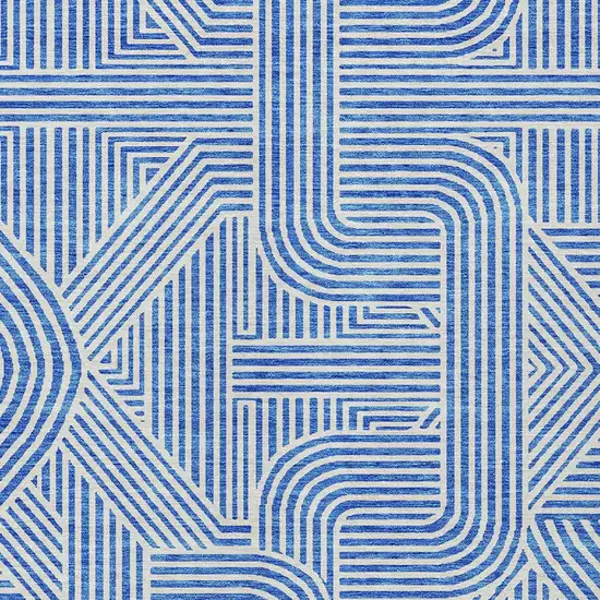 Blue And Ivory Abstract Washable Indoor Outdoor Area Rug Photo 5