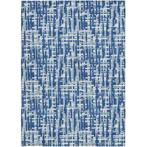 Photo of Blue And Ivory Abstract Washable Indoor Outdoor Area Rug