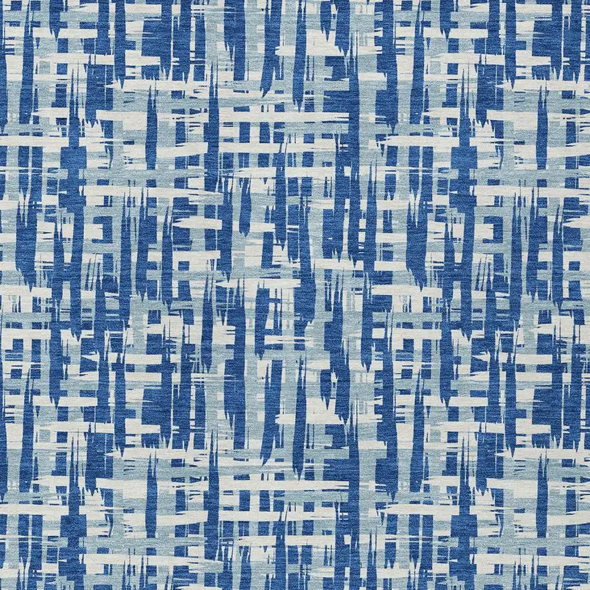 Blue And Ivory Abstract Washable Indoor Outdoor Area Rug Photo 5