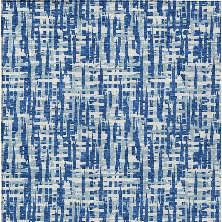 Blue And Ivory Abstract Washable Indoor Outdoor Area Rug Photo 6