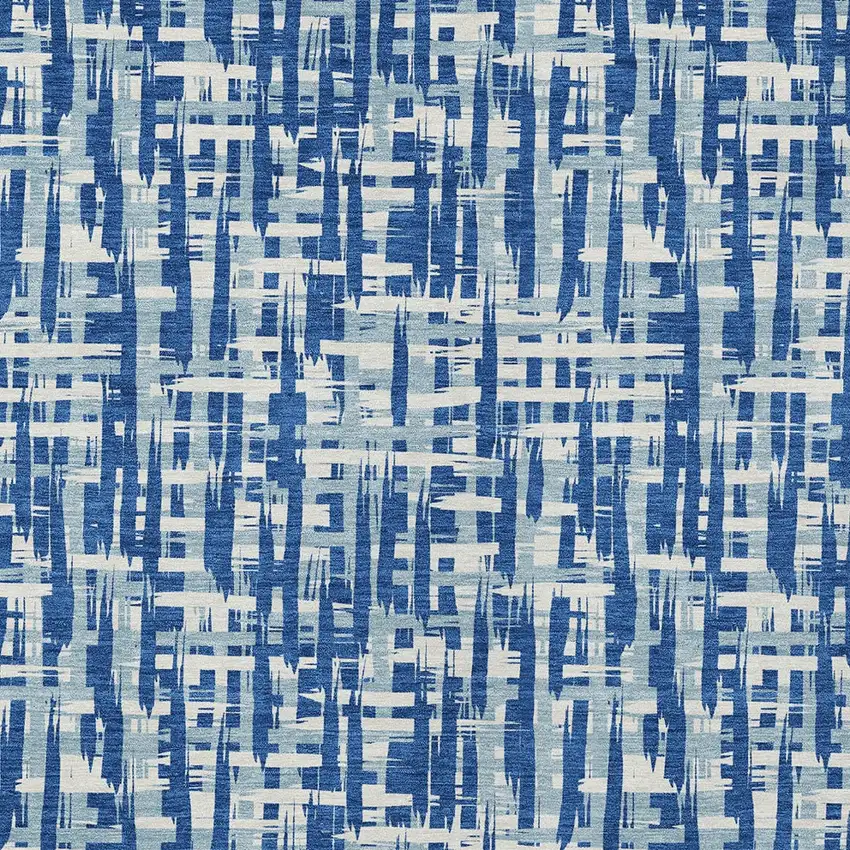 Blue And Ivory Abstract Washable Indoor Outdoor Area Rug Photo 5