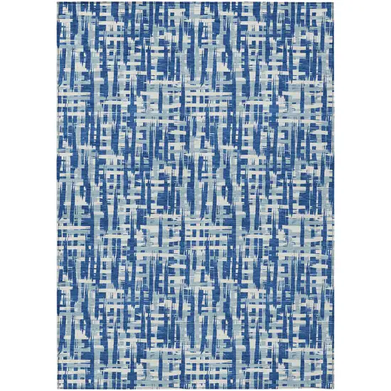 Blue And Ivory Abstract Washable Indoor Outdoor Area Rug Photo 2