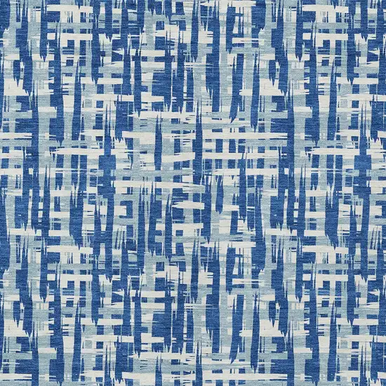 Blue And Ivory Abstract Washable Indoor Outdoor Area Rug Photo 5