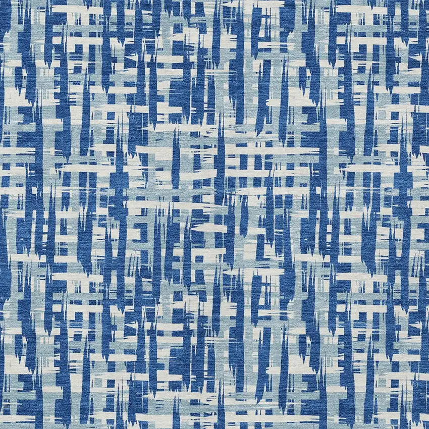 Blue And Ivory Abstract Washable Indoor Outdoor Area Rug Photo 5