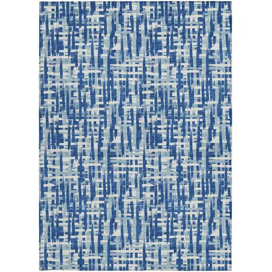 Blue And Ivory Abstract Washable Indoor Outdoor Area Rug Photo 6