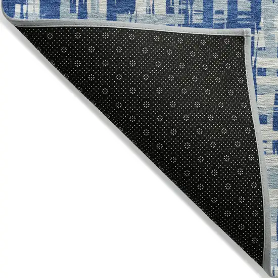 Blue And Ivory Abstract Washable Indoor Outdoor Area Rug Photo 3