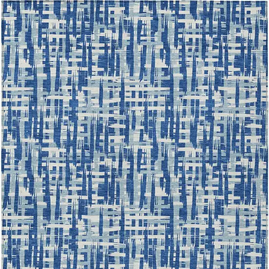 Blue And Ivory Abstract Washable Indoor Outdoor Area Rug Photo 5