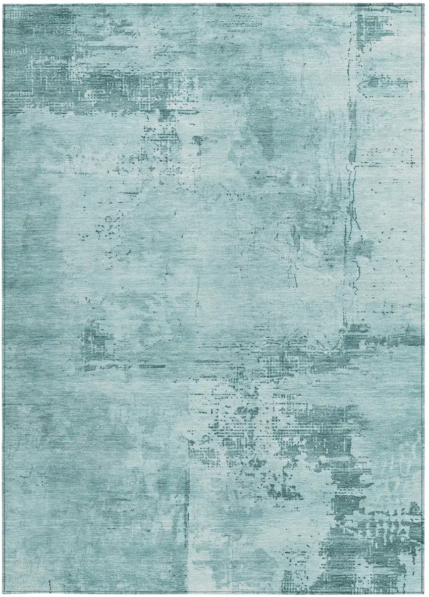 Blue And Ivory Abstract Washable Indoor Outdoor Area Rug Photo 5