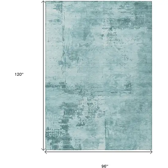 Blue And Ivory Abstract Washable Indoor Outdoor Area Rug Photo 6