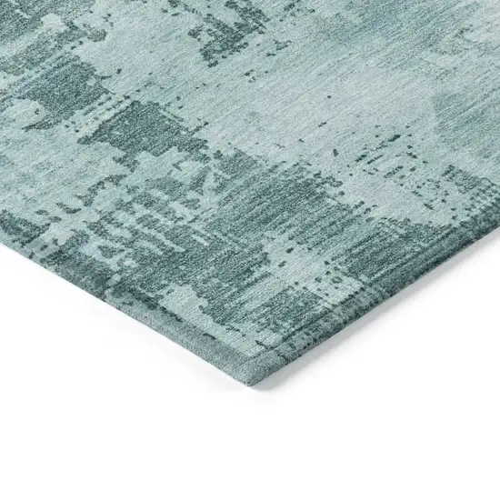 Blue And Ivory Abstract Washable Indoor Outdoor Area Rug Photo 4