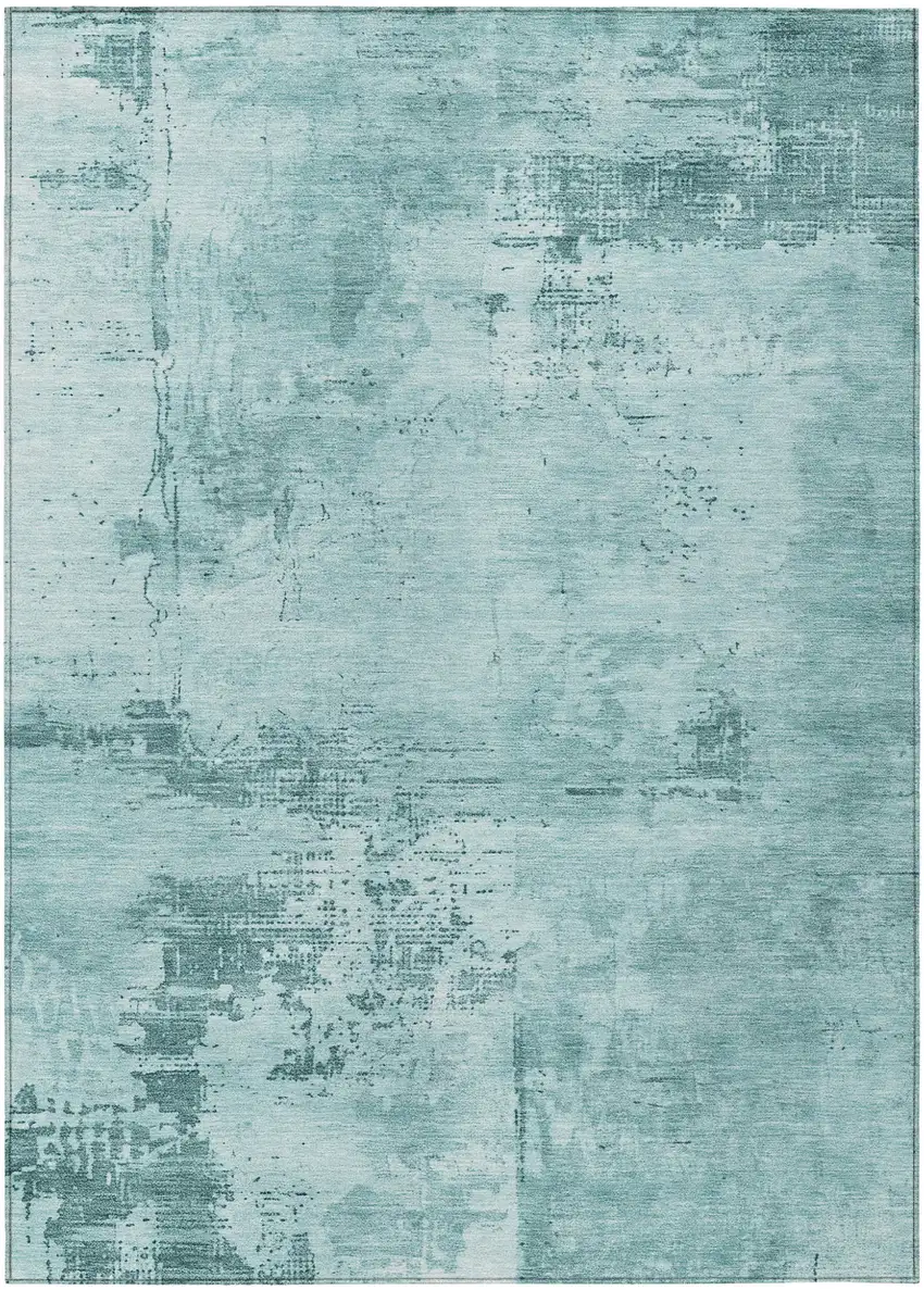 Blue And Ivory Abstract Washable Indoor Outdoor Area Rug Photo 2