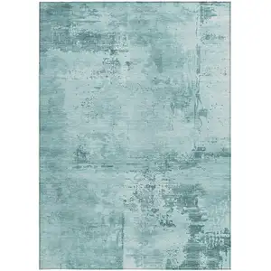 Photo of Blue And Ivory Abstract Washable Indoor Outdoor Area Rug