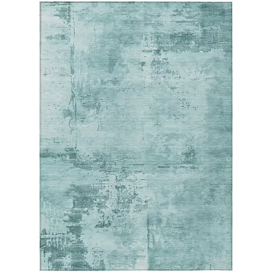 Blue And Ivory Abstract Washable Indoor Outdoor Area Rug Photo 2