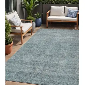 Photo of Blue And Ivory Abstract Washable Indoor Outdoor Area Rug