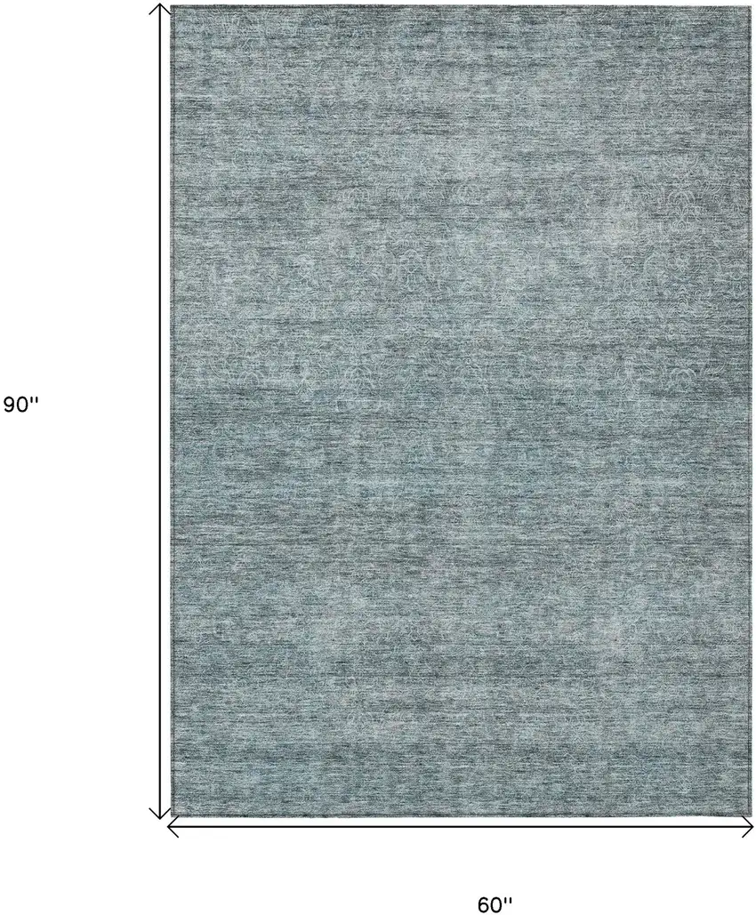 Blue And Ivory Abstract Washable Indoor Outdoor Area Rug Photo 3