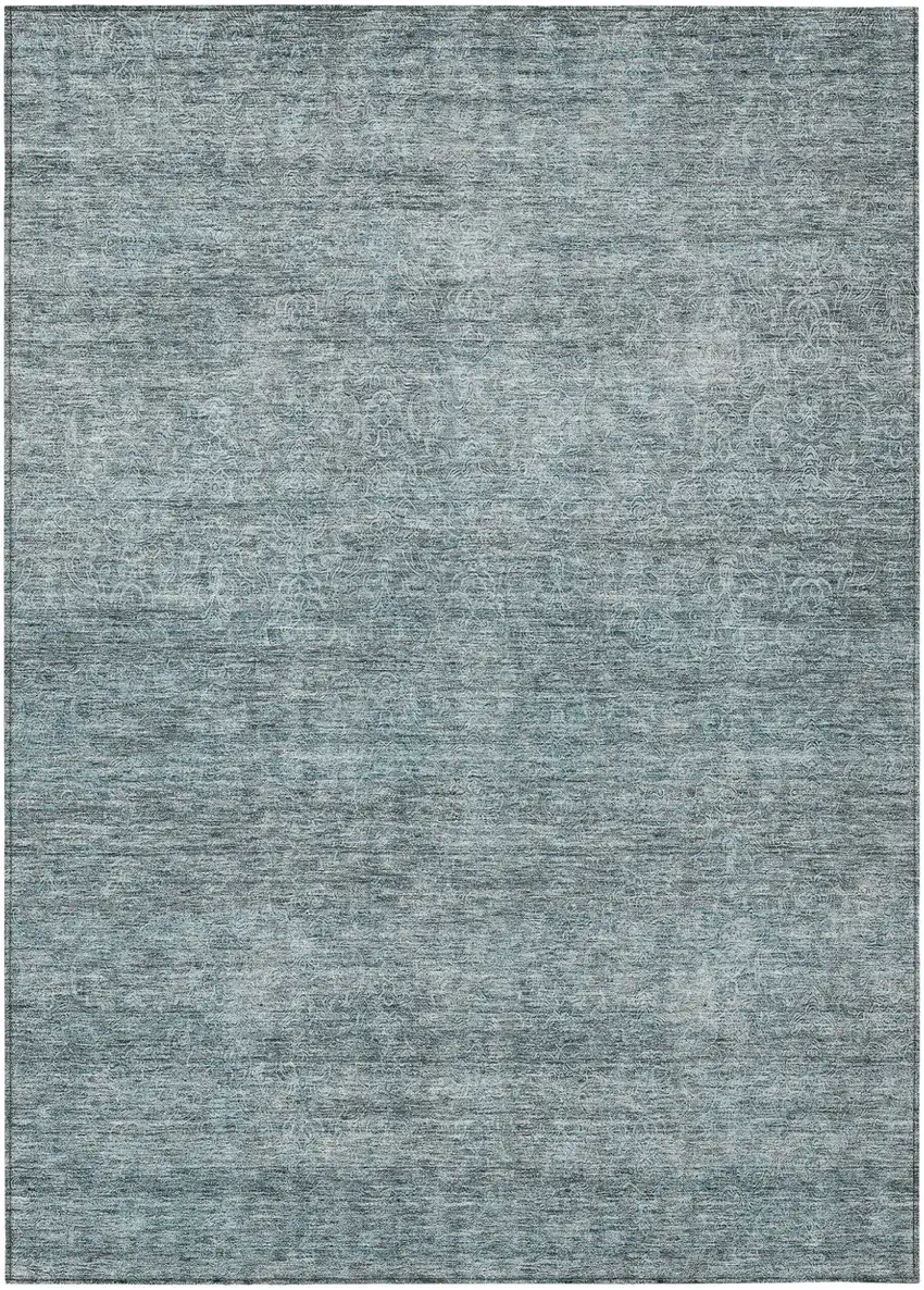 Blue And Ivory Abstract Washable Indoor Outdoor Area Rug Photo 2