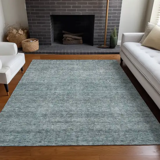 Blue And Ivory Abstract Washable Indoor Outdoor Area Rug Photo 9