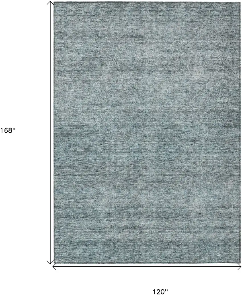 Blue And Ivory Abstract Washable Indoor Outdoor Area Rug Photo 3