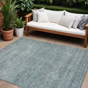 Photo of Blue And Ivory Abstract Washable Indoor Outdoor Area Rug