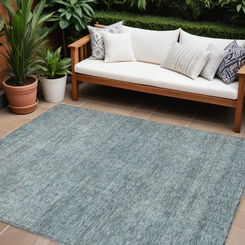 Blue And Ivory Abstract Washable Indoor Outdoor Area Rug Photo 1