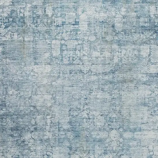 Blue And Ivory Abstract Washable Indoor Outdoor Area Rug Photo 3
