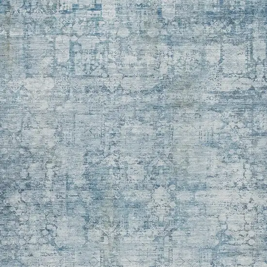 Blue And Ivory Abstract Washable Indoor Outdoor Area Rug Photo 3