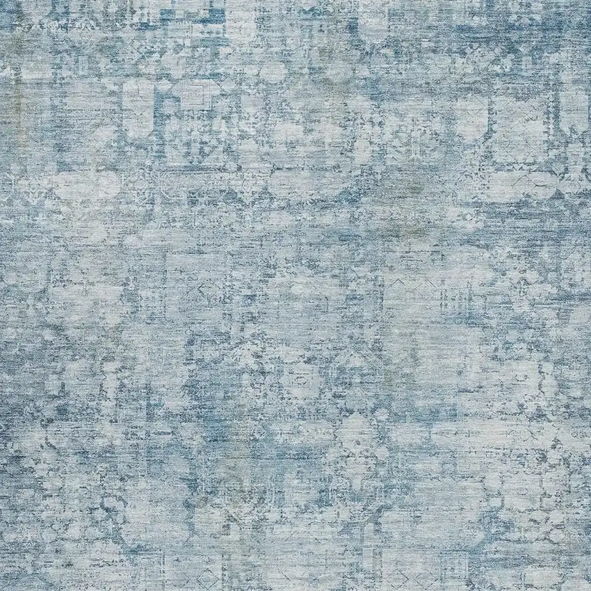 Blue And Ivory Abstract Washable Indoor Outdoor Area Rug Photo 3
