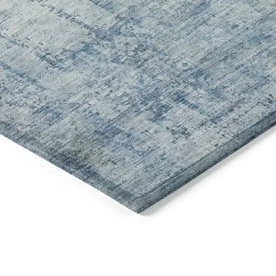 Blue And Ivory Abstract Washable Indoor Outdoor Area Rug Photo 9
