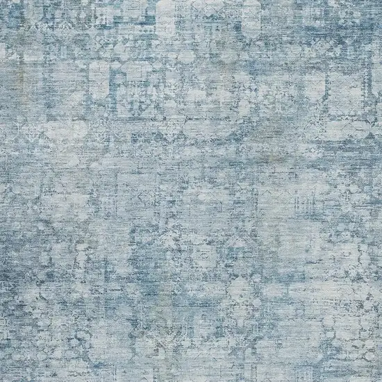 Blue And Ivory Abstract Washable Indoor Outdoor Area Rug Photo 3