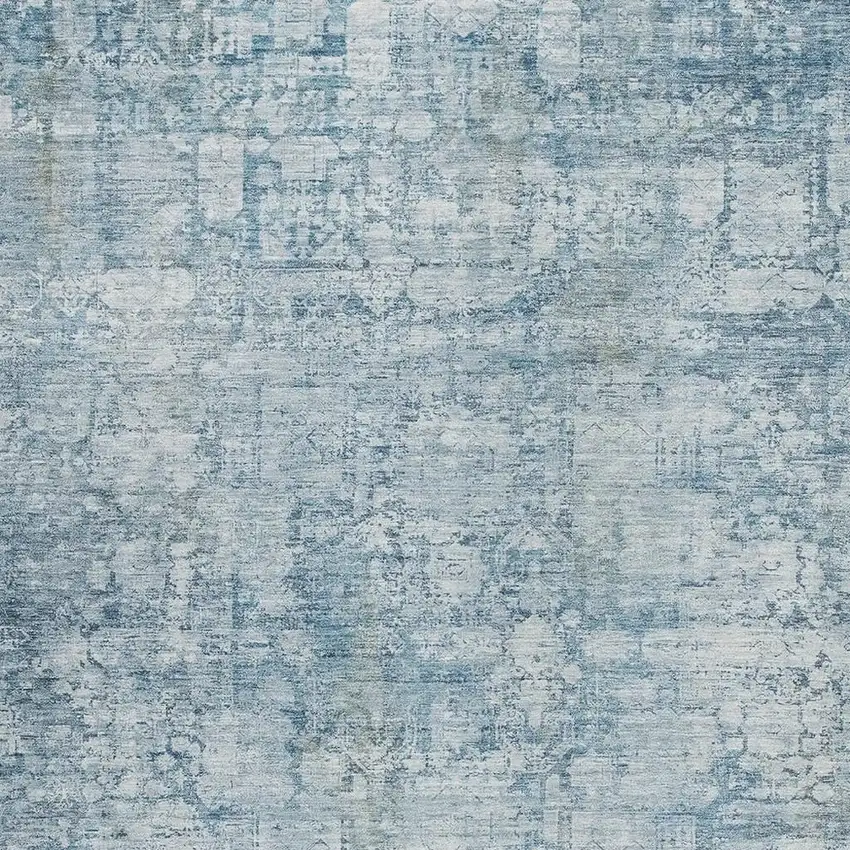 Blue And Ivory Abstract Washable Indoor Outdoor Area Rug Photo 3
