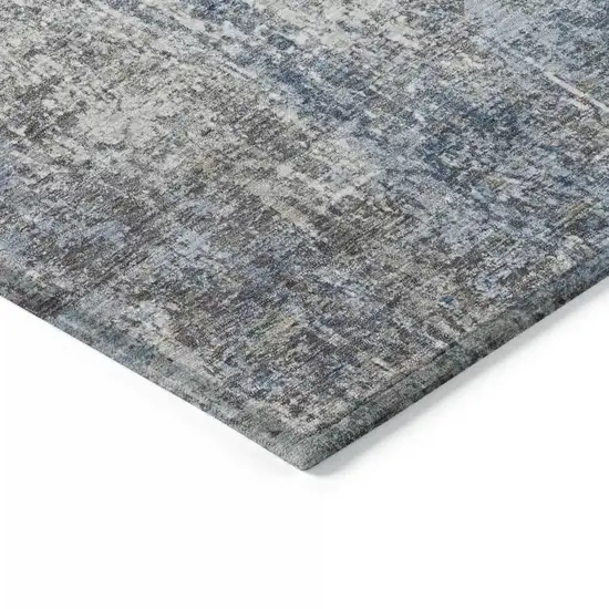 Blue And Ivory Abstract Washable Indoor Outdoor Area Rug Photo 9