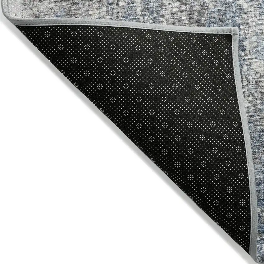 Blue And Ivory Abstract Washable Indoor Outdoor Area Rug Photo 7