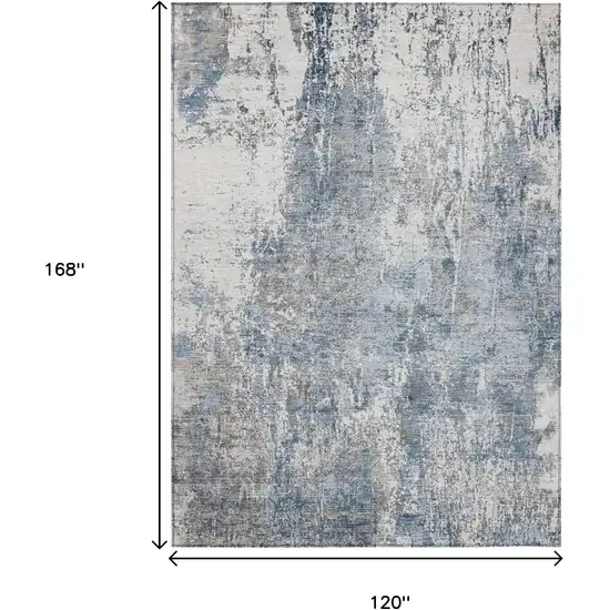 Blue And Ivory Abstract Washable Indoor Outdoor Area Rug Photo 9