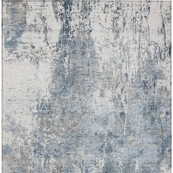 Blue And Ivory Abstract Washable Indoor Outdoor Area Rug Photo 6