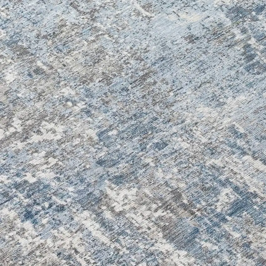 Blue And Ivory Abstract Washable Indoor Outdoor Area Rug Photo 8