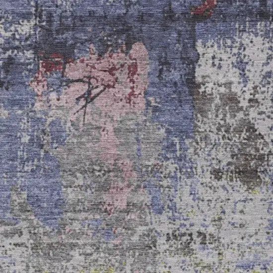 Blue And Ivory Abstract Washable Indoor Outdoor Area Rug Photo 3