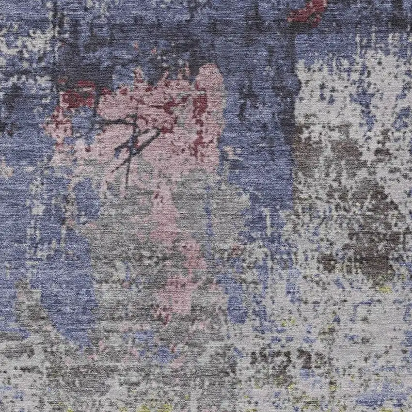 Blue And Ivory Abstract Washable Indoor Outdoor Area Rug Photo 3