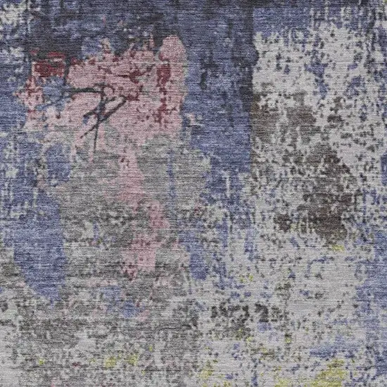 Blue And Ivory Abstract Washable Indoor Outdoor Area Rug Photo 3