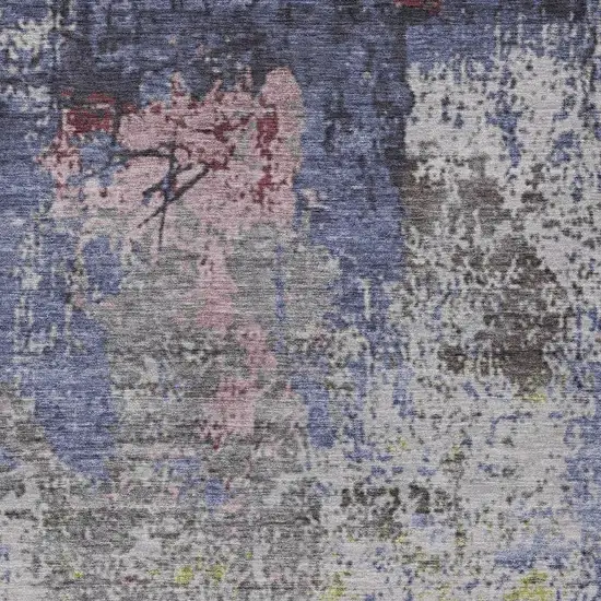 Blue And Ivory Abstract Washable Indoor Outdoor Area Rug Photo 3