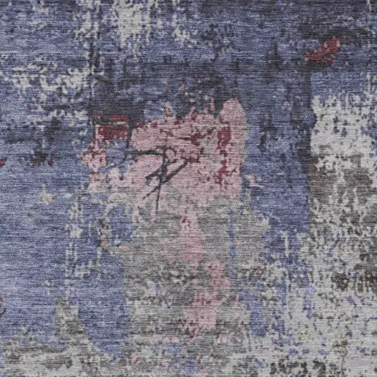 Blue And Ivory Abstract Washable Indoor Outdoor Area Rug Photo 3